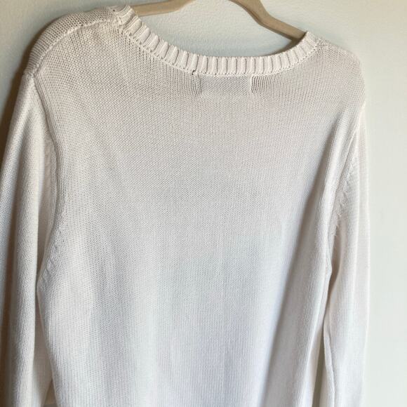 NWT Runway Athletics Womens XL White Apres Tennis Embroidered Knit Sweater Prep - Picture 9 of 10